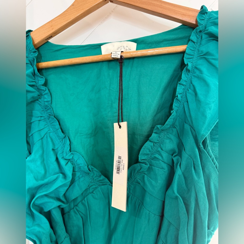 NEW WITH TAGS PINCH Liam sleeveless tiered maxi dress in emerald green Size: L - Picture 7 of 14